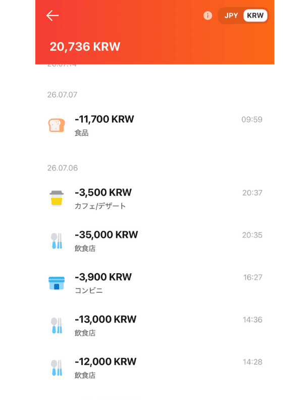 WOWPASSの利用履歴